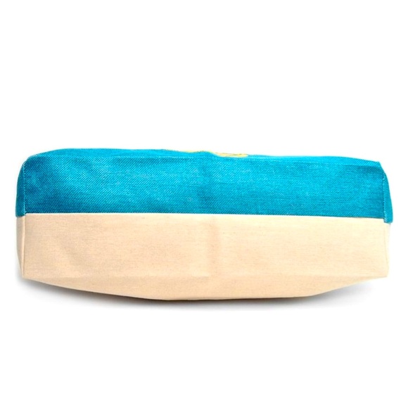 BEACH TIME!!! Large Blue & Gold Pineapple Canvas Tote - Picture 3 of 3